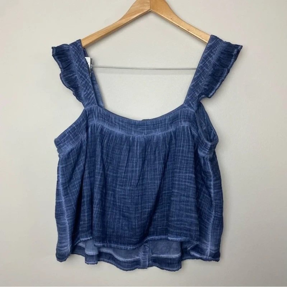 NWOTs Ruffle Strap Gauze Smocked Top Boho Summer Coastal Grandma 100% Cotton XL - Picture 5 of 6